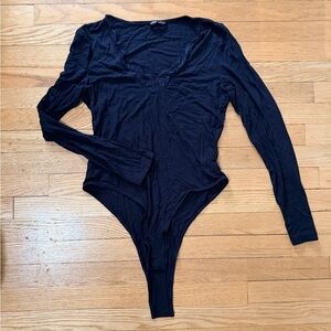 SHEIN Lace Neckline Black Long Sleeve Bodysuit Women’s Large